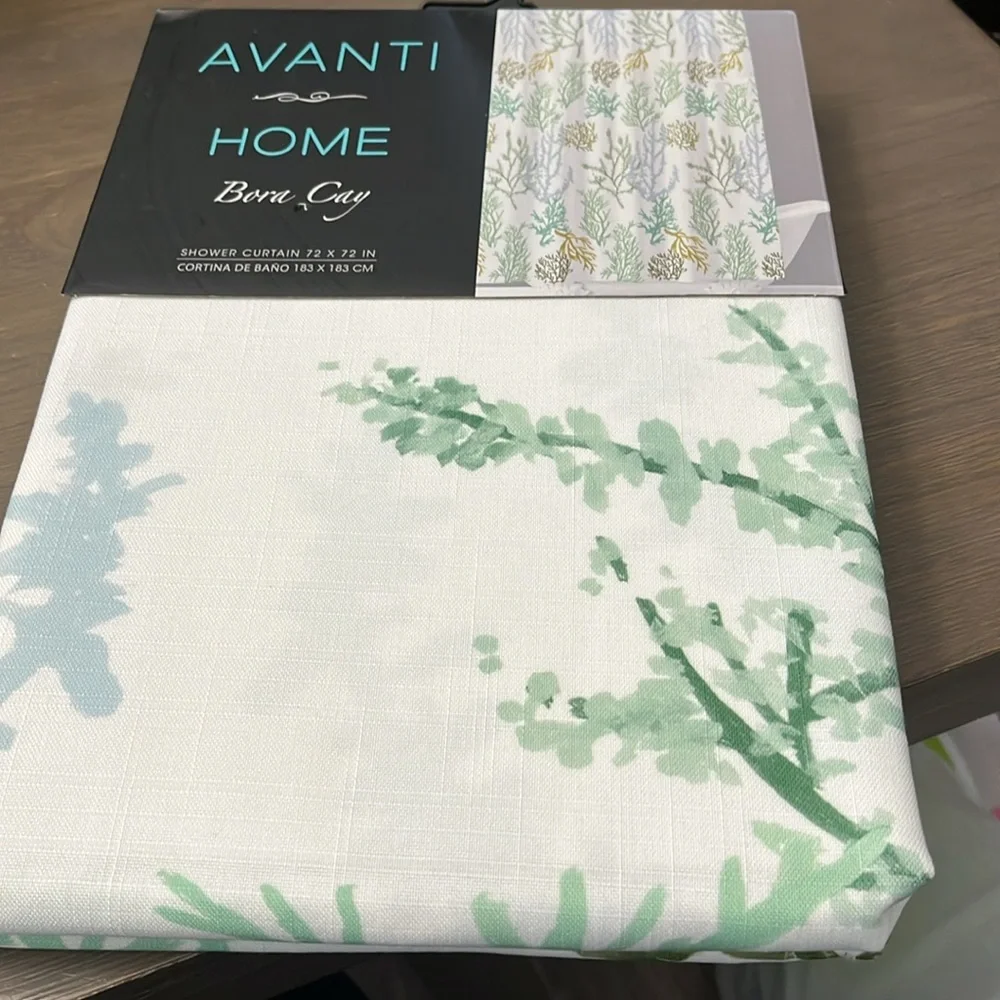 New! Avanti Home Shower Curtain with Coral Design